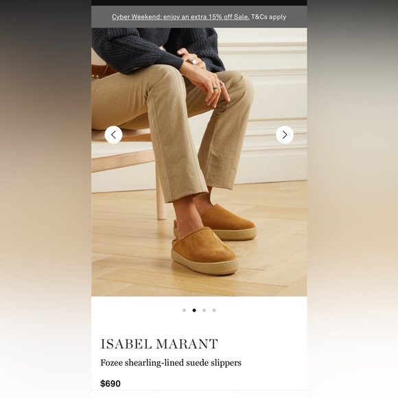 NWT Isabel Marant Fozee shearling-lined suede slippers, size 38 - Picture 2 of 6